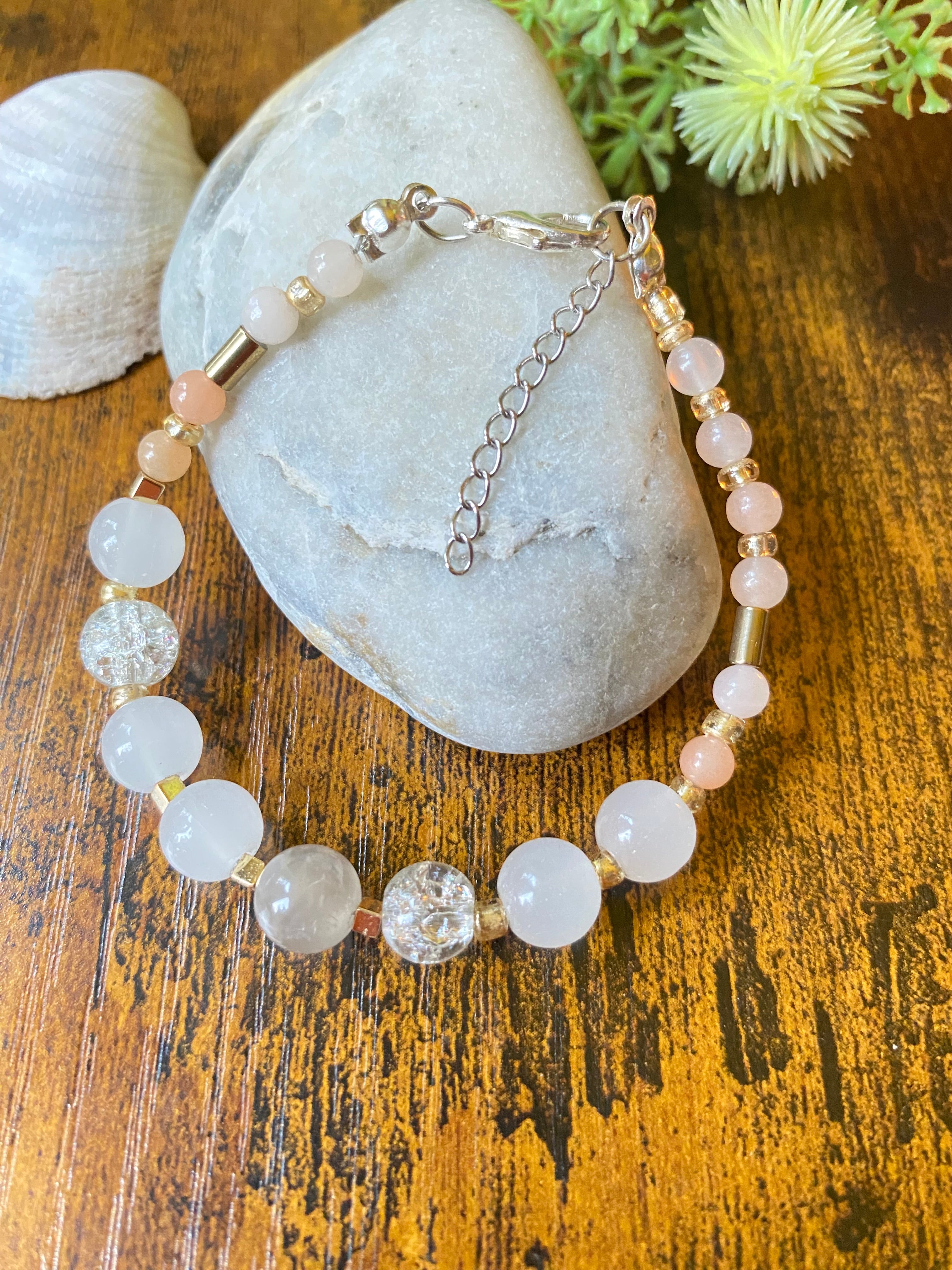 Bransoletka - harmonia i energia - agaty i kryształ górski