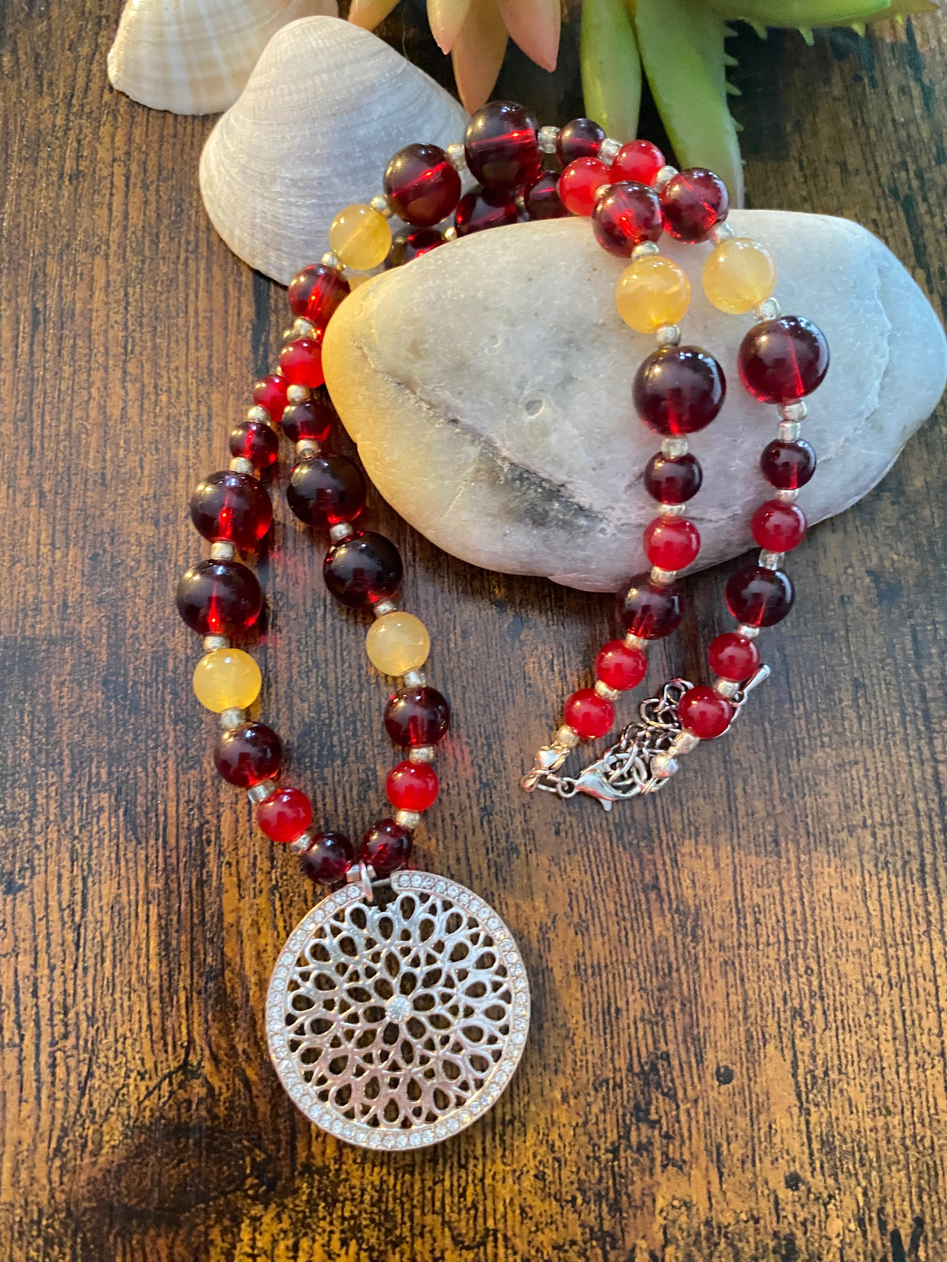 Naszyjnik - agaty i kryształki