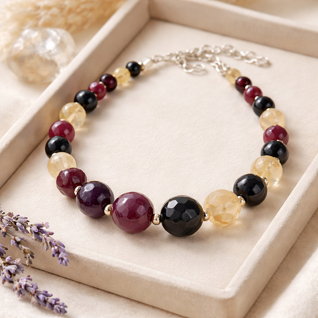 Bransoletka - granat z cytrynem