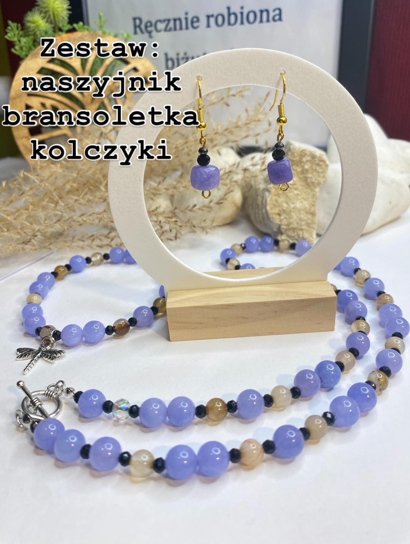 Zestaw angelit agat turmalin