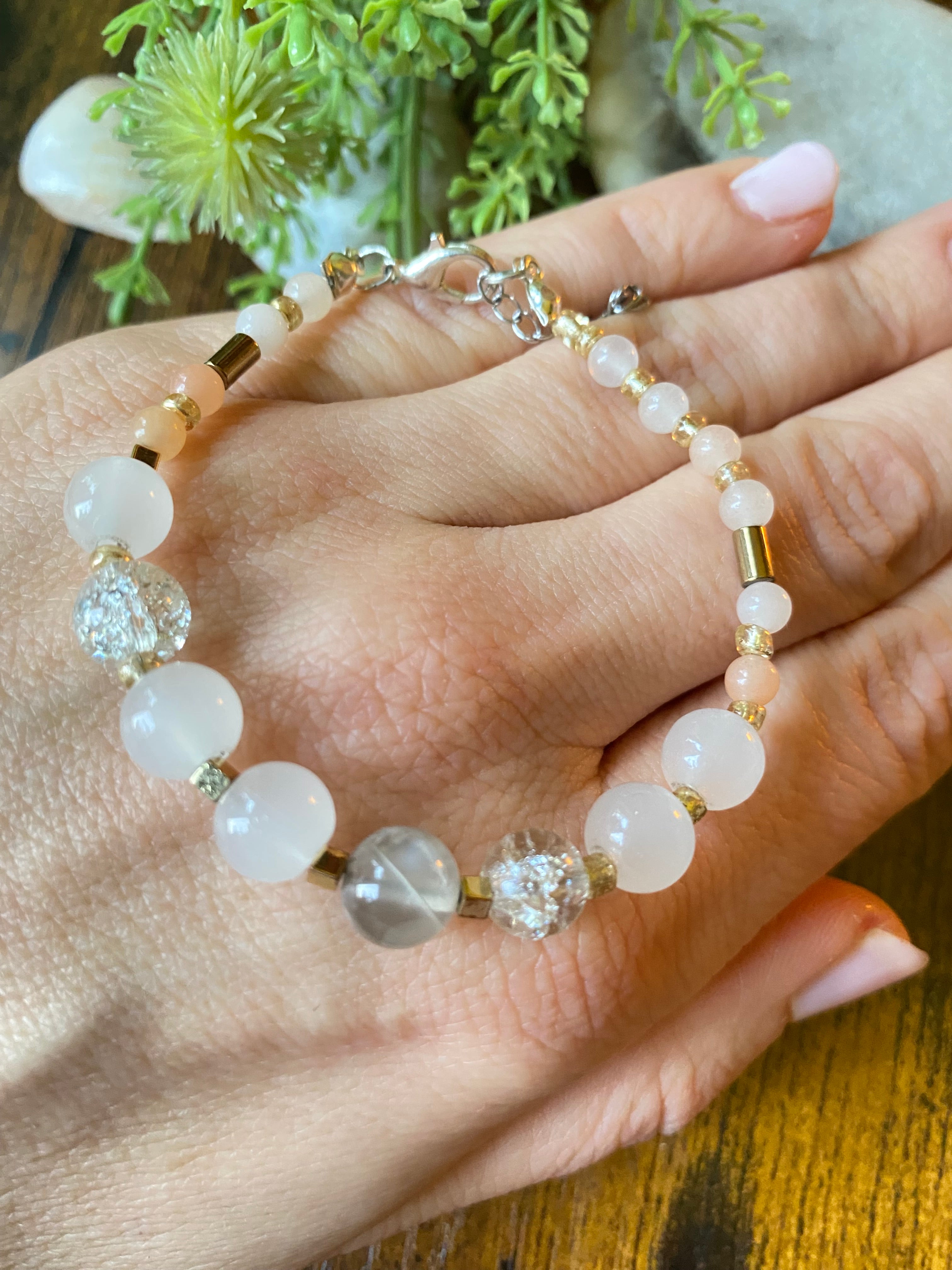 Bransoletka - harmonia i energia - agaty i kryształ górski