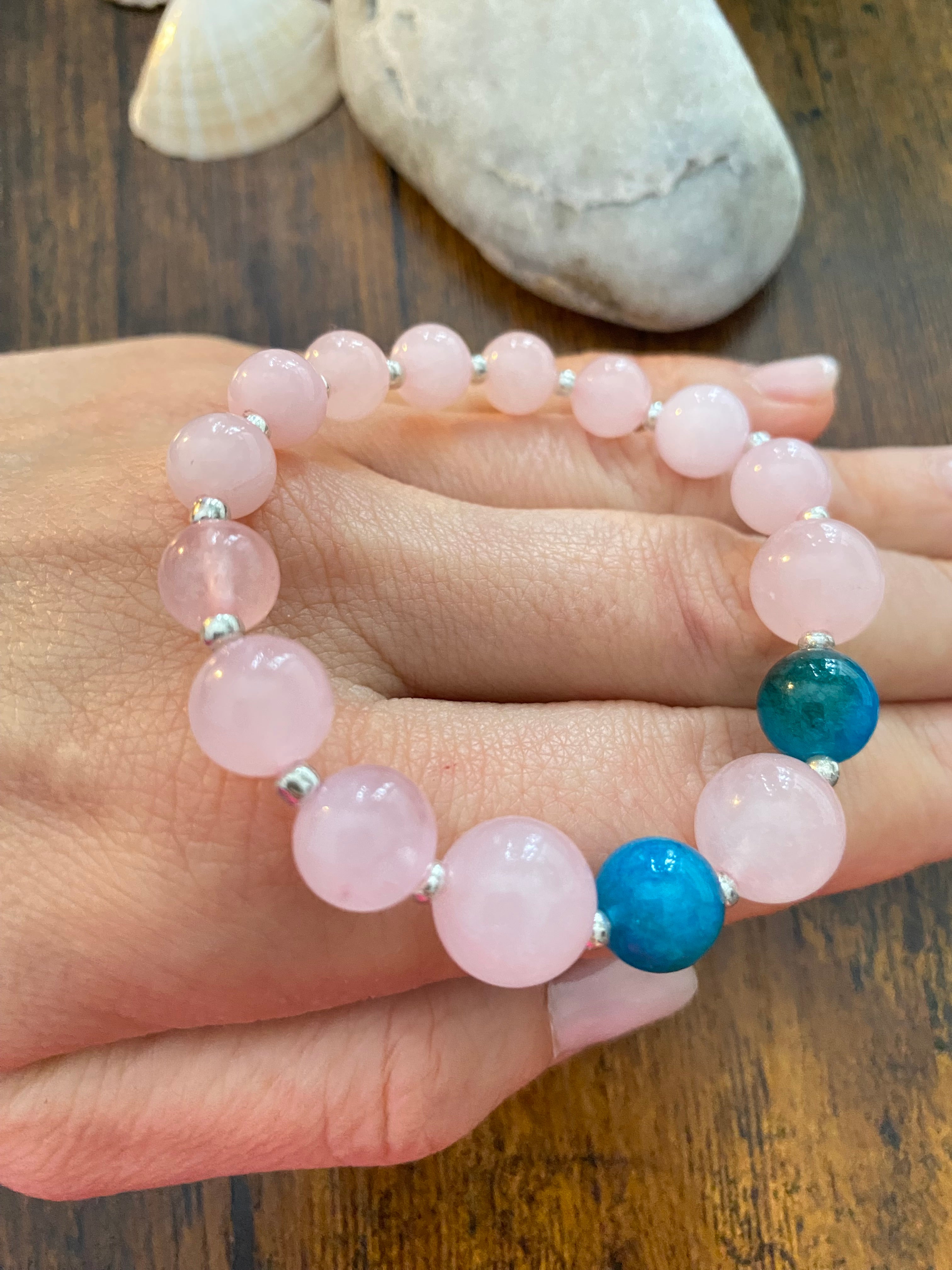 Bransoletka - na miłość i równowagę - kwarc różowy i agat