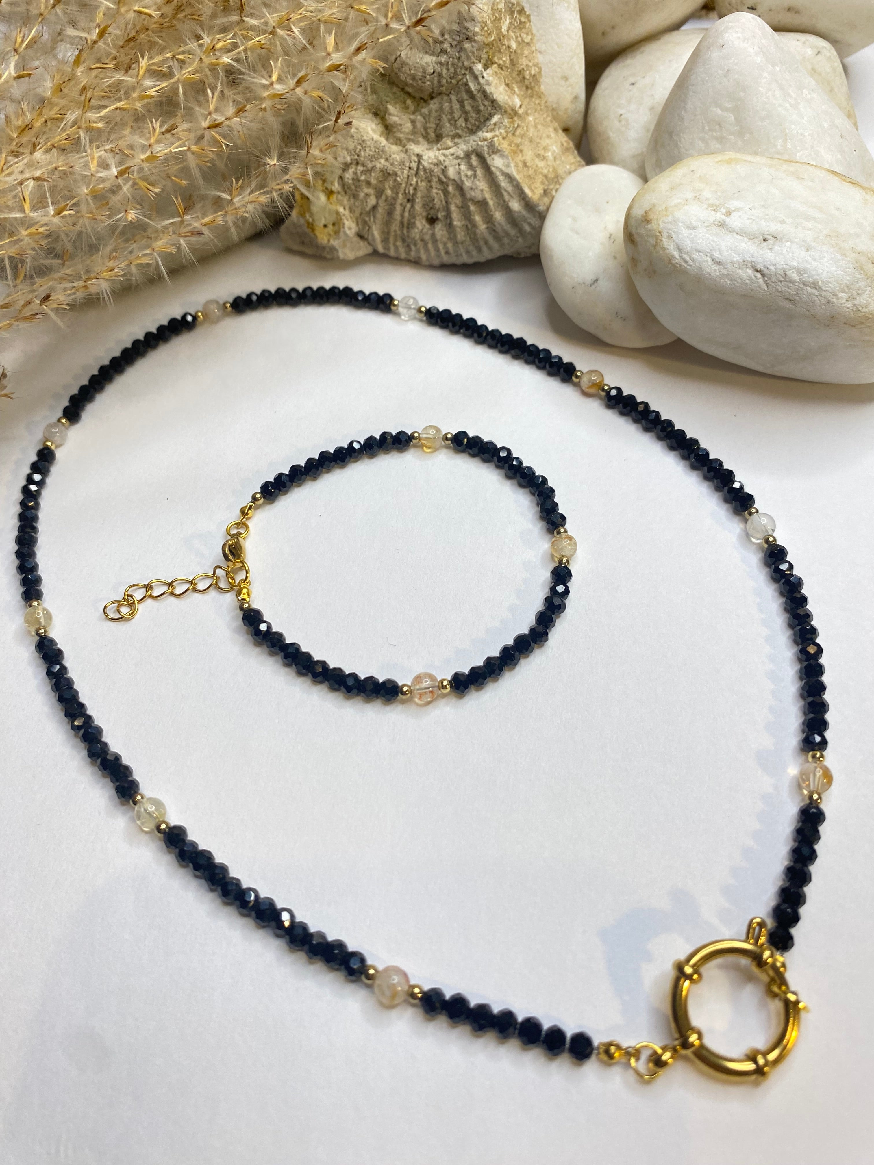 Zestaw - turmalin z cytrynem