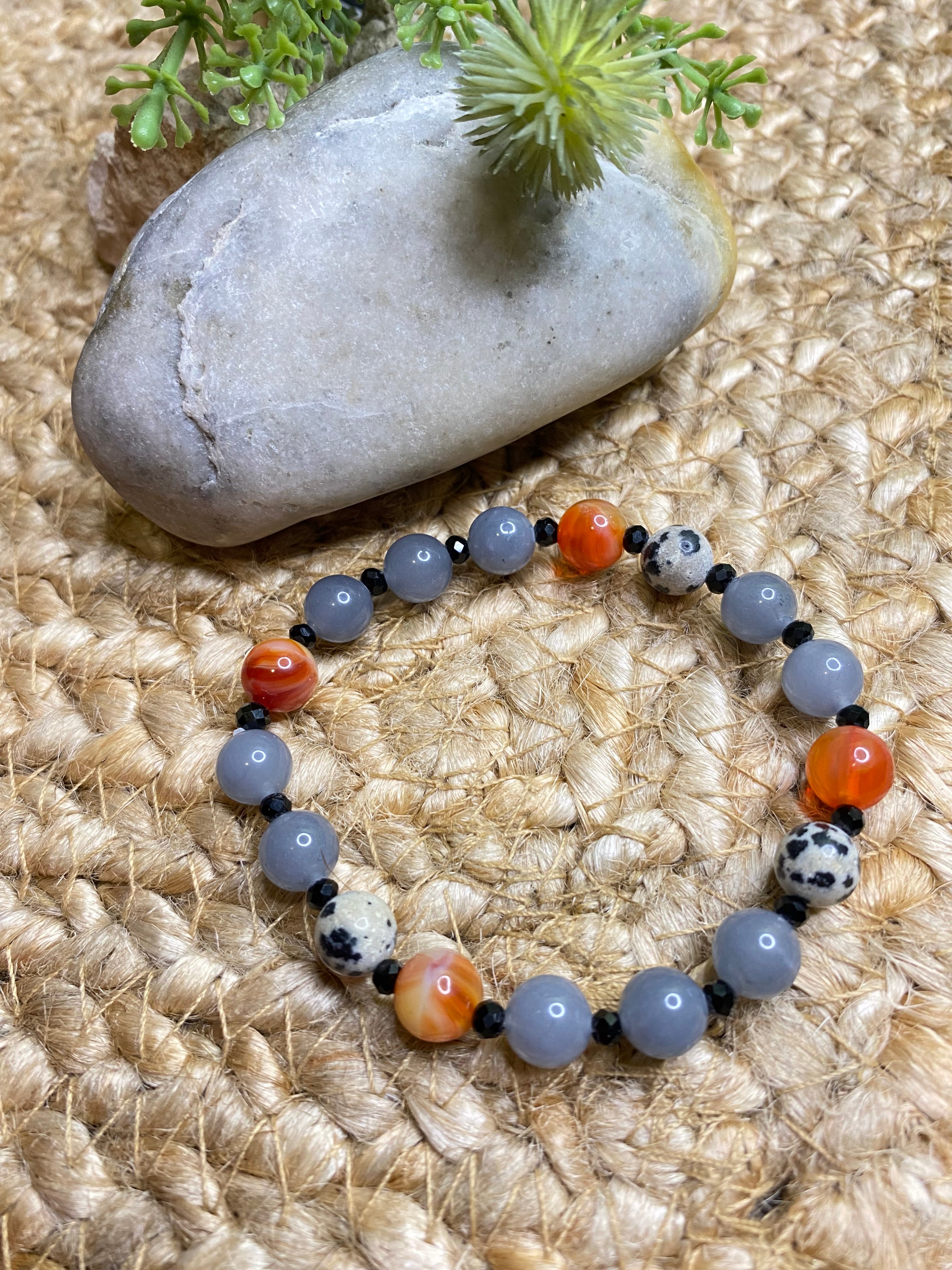 Bransoletka - na energię i równowagę - agat jaspis i hematyt