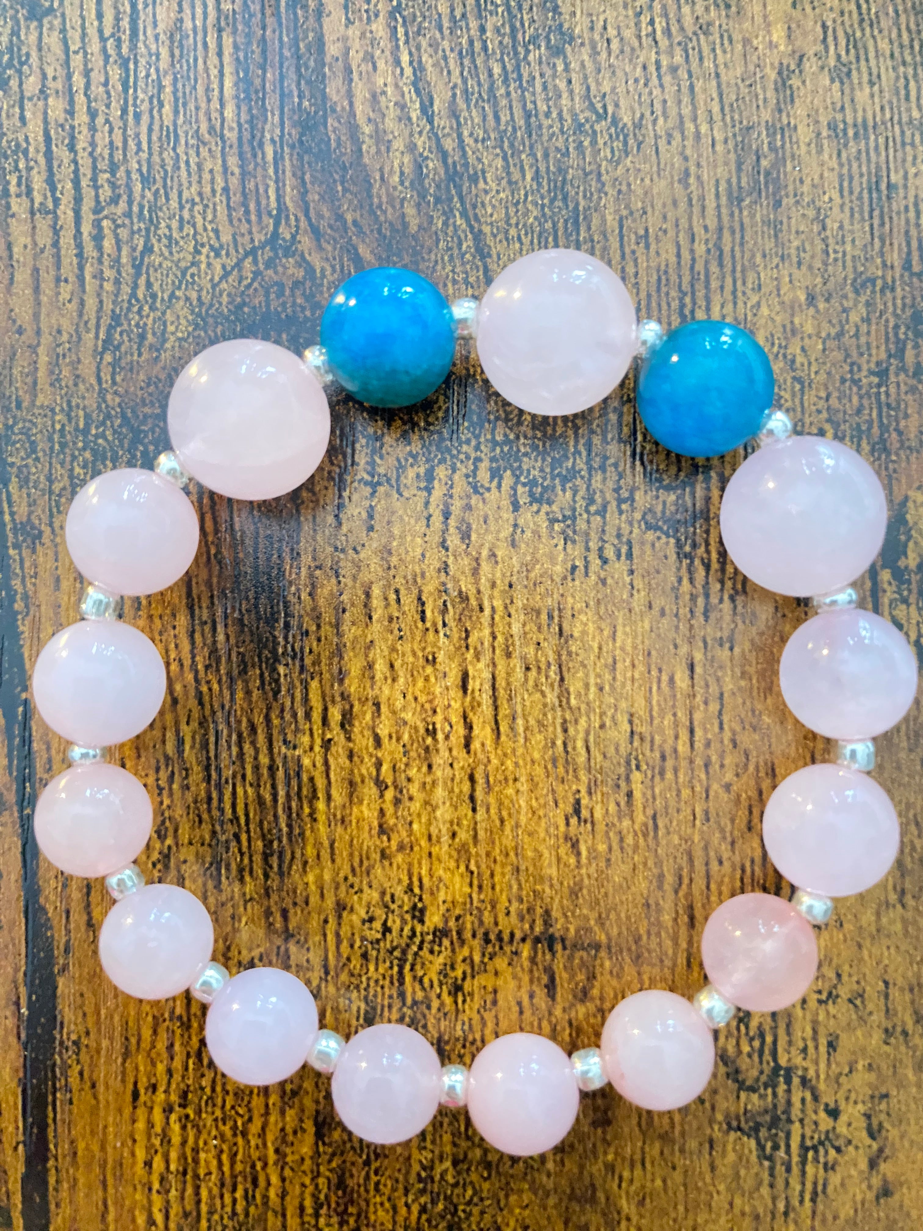 Bransoletka - na miłość i równowagę - kwarc różowy i agat