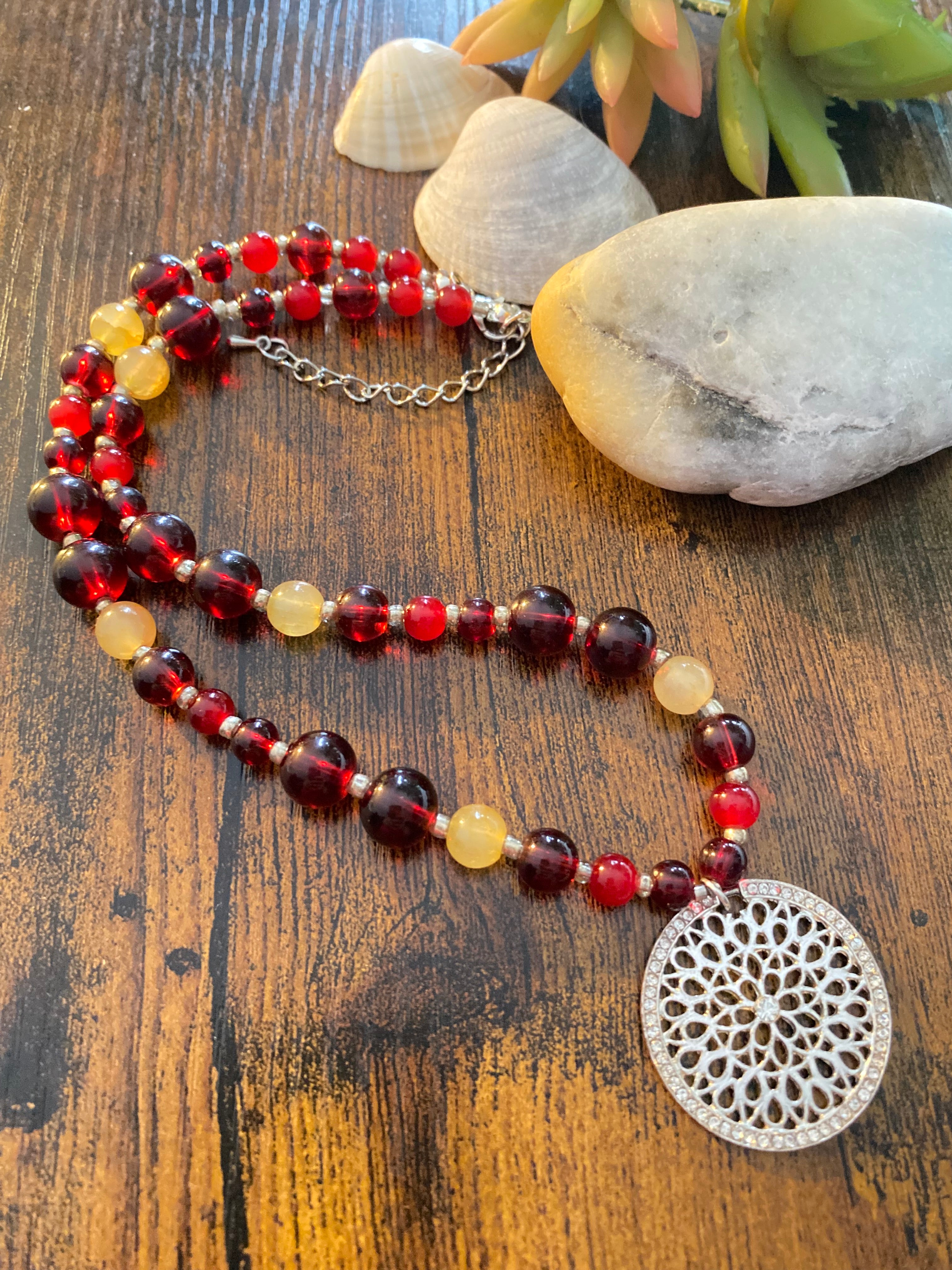 Naszyjnik - agaty i kryształki