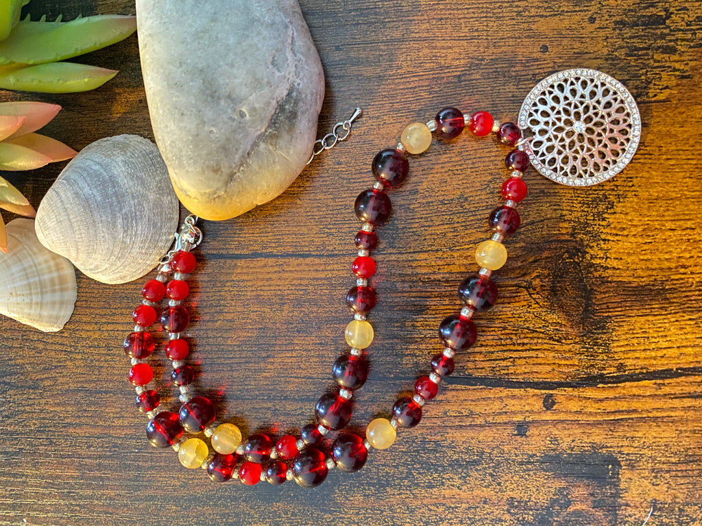 Naszyjnik - agaty i kryształki