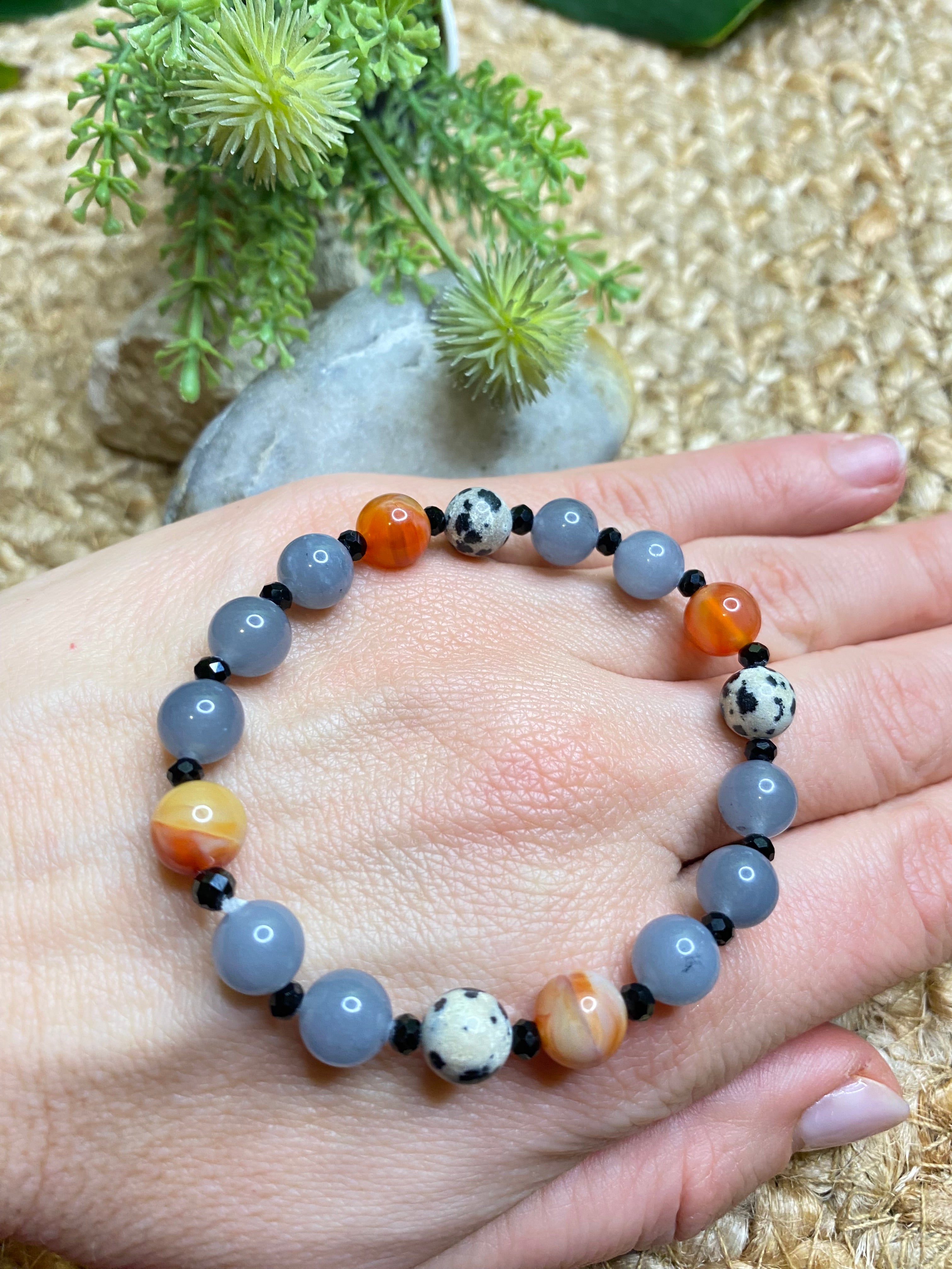 Bransoletka - na energię i równowagę - agat jaspis i hematyt