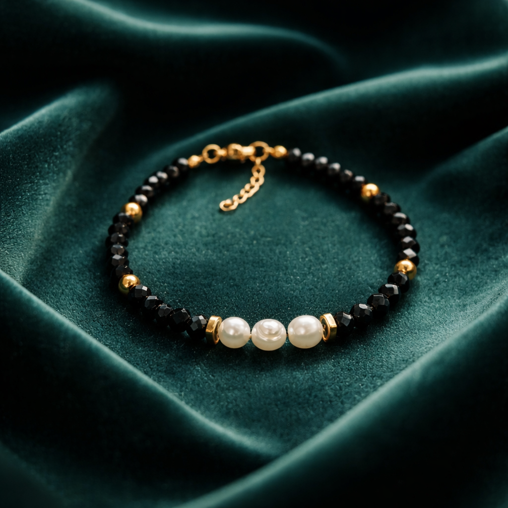 Bransoletka - turmalin i perła