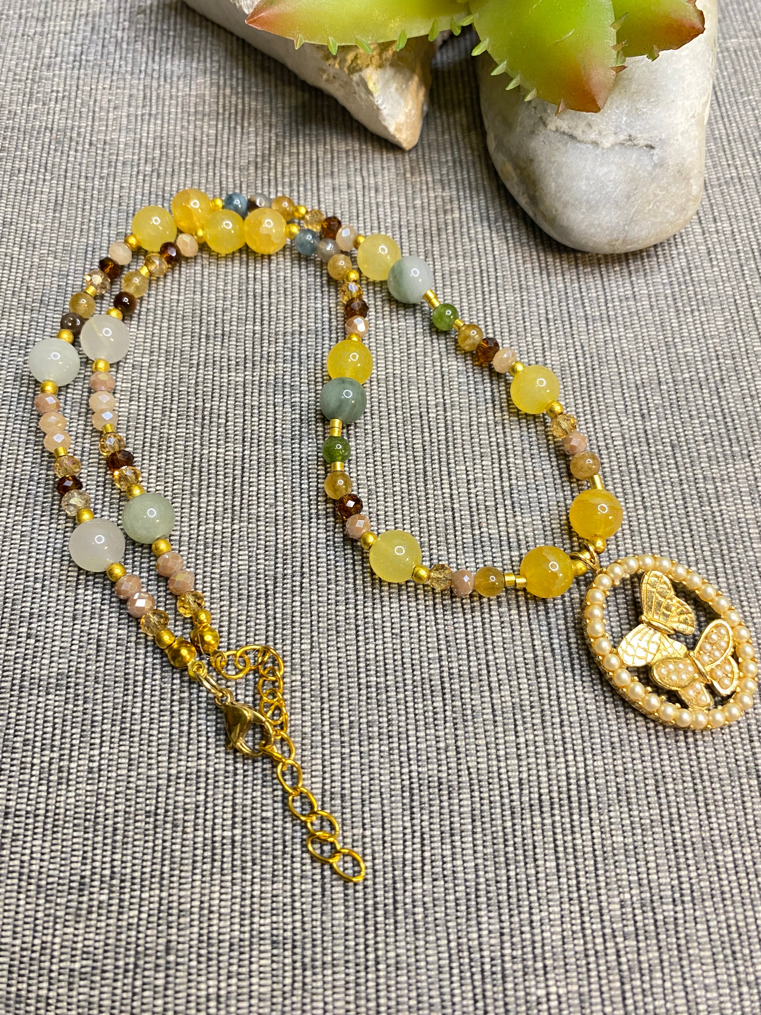 Naszyjnik z agatów z cytrynem