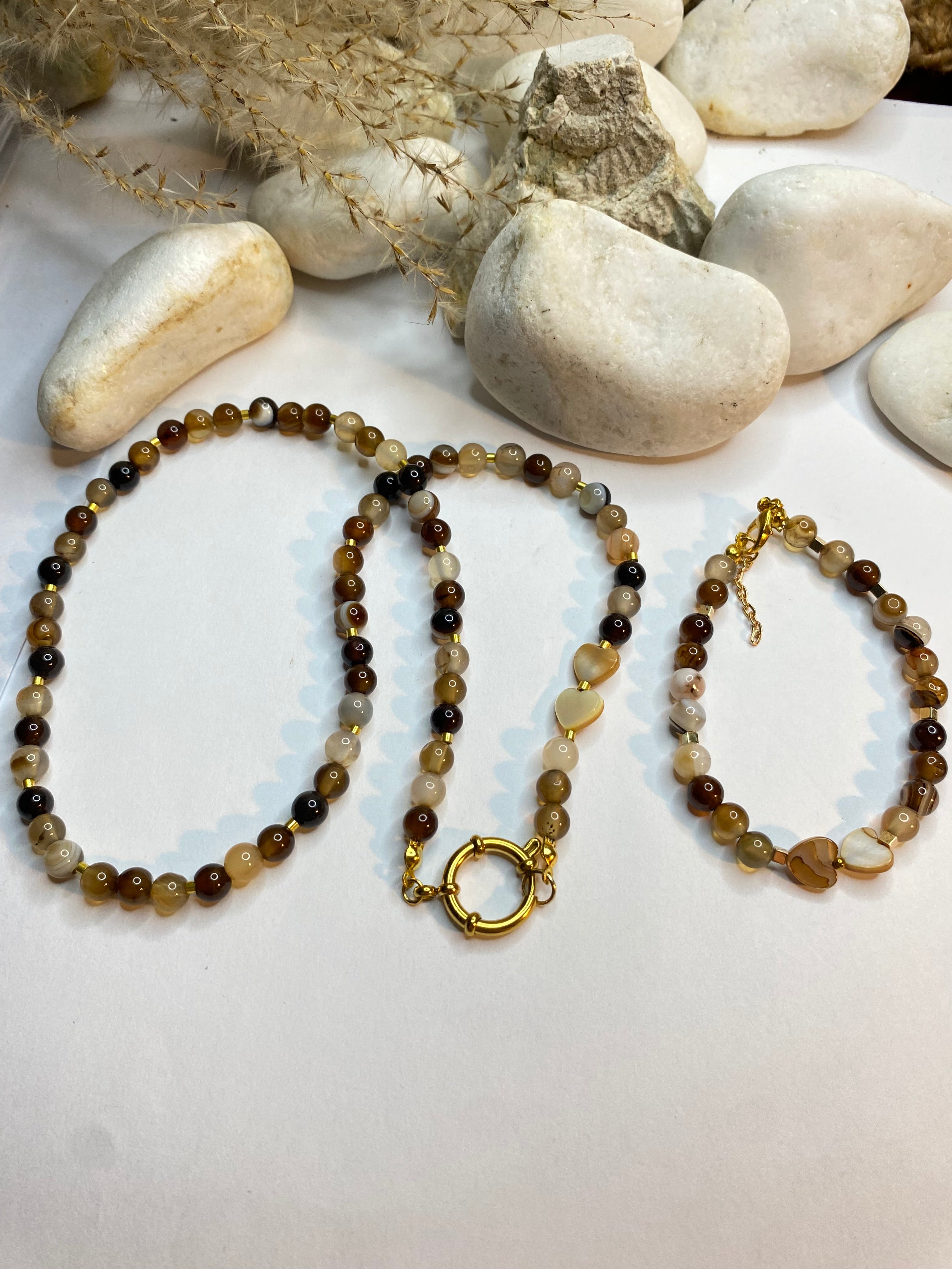 Zestaw - Ciepło Ziemi - brązowe agaty