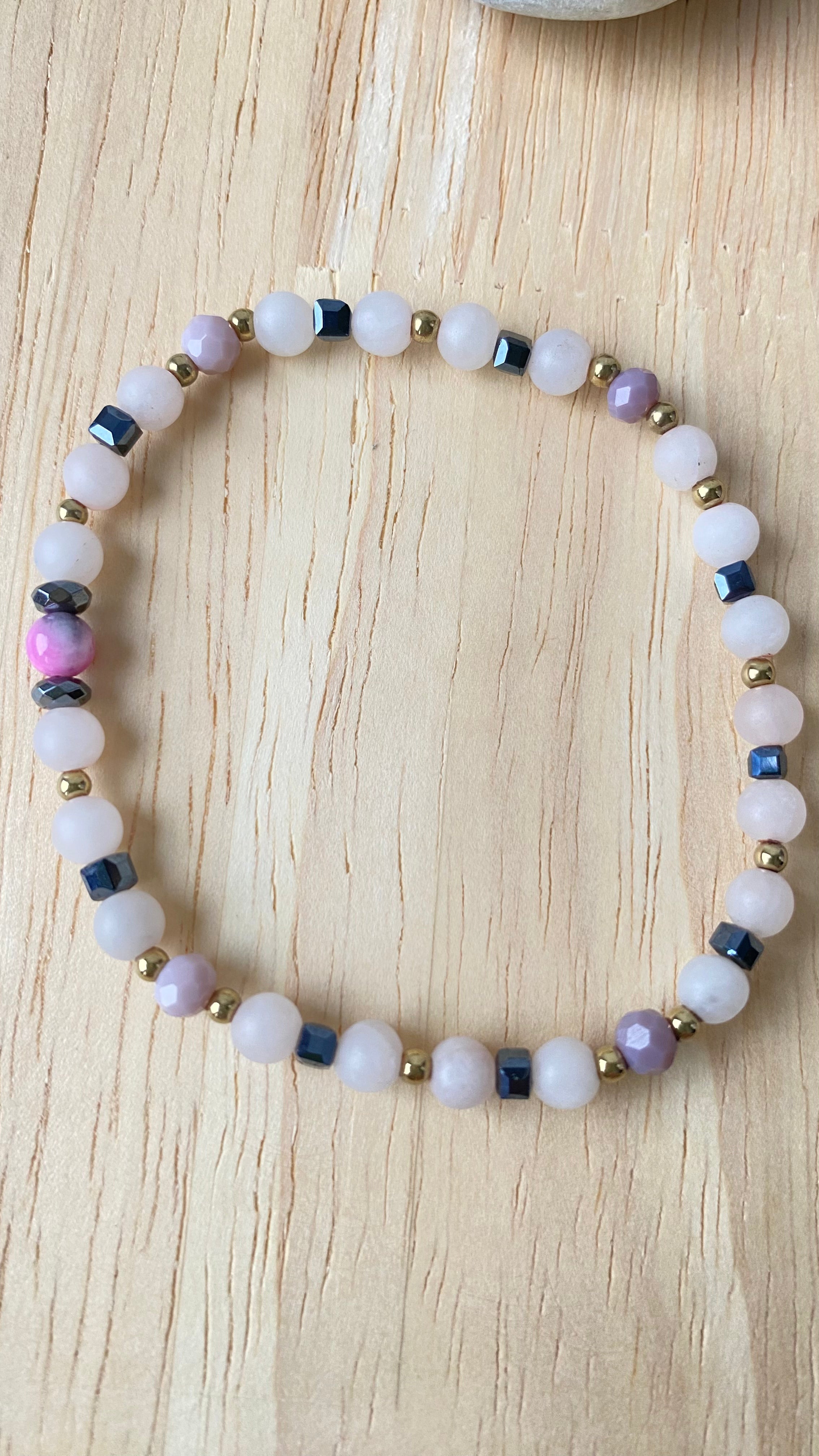 Bransoletka z kwarcu różowego