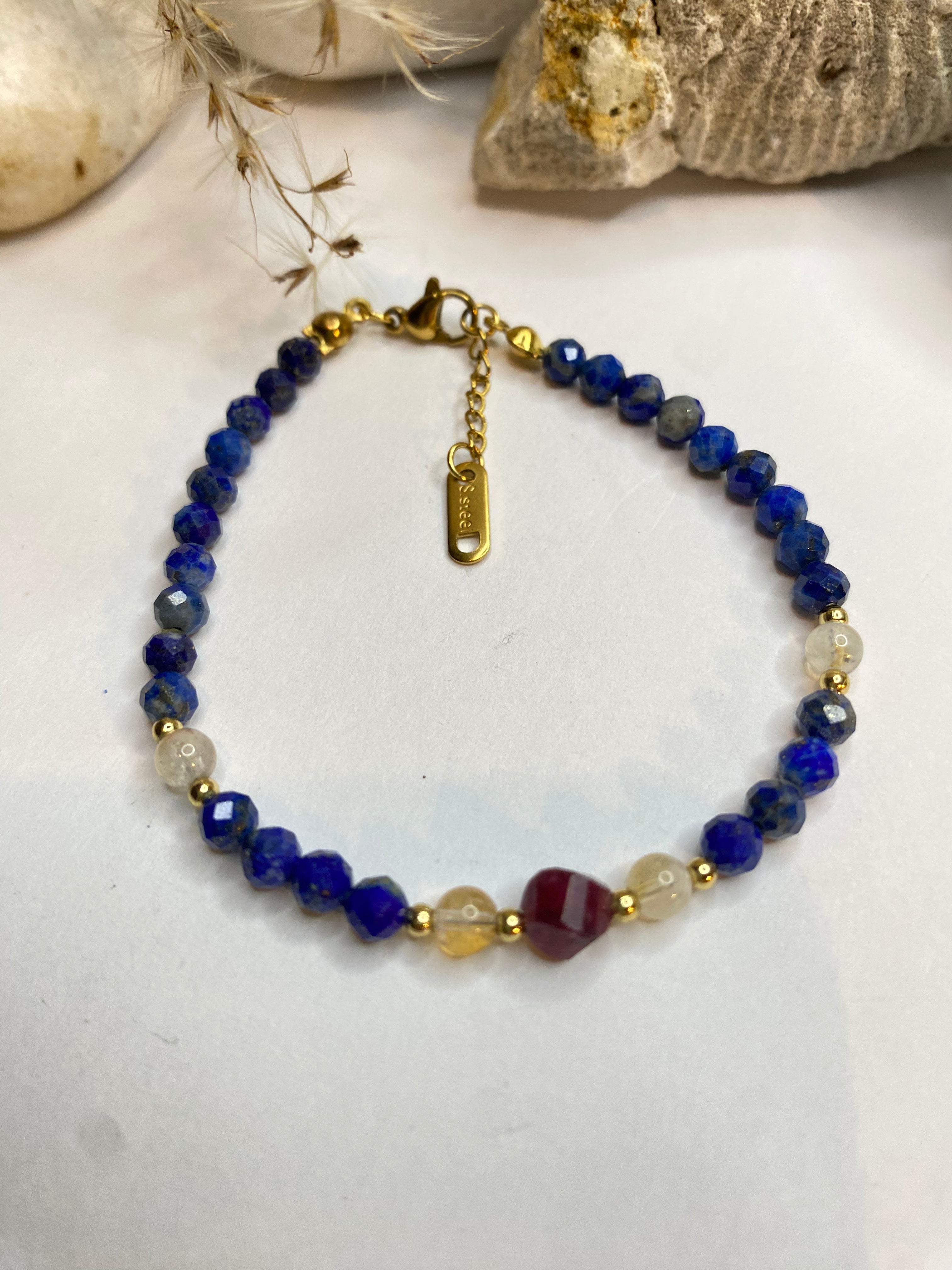 Bransoletka - lapis lazuli z cytrynem