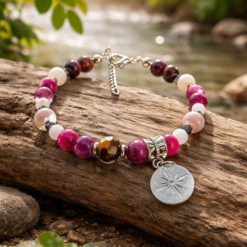 Bransoletka - kamień księżycowy i agat