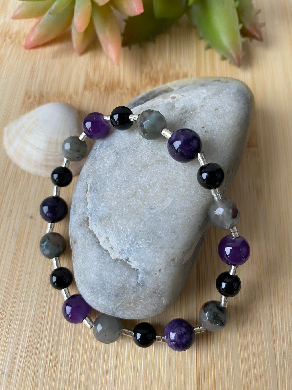 Bransoletka ametyst z jaspisem