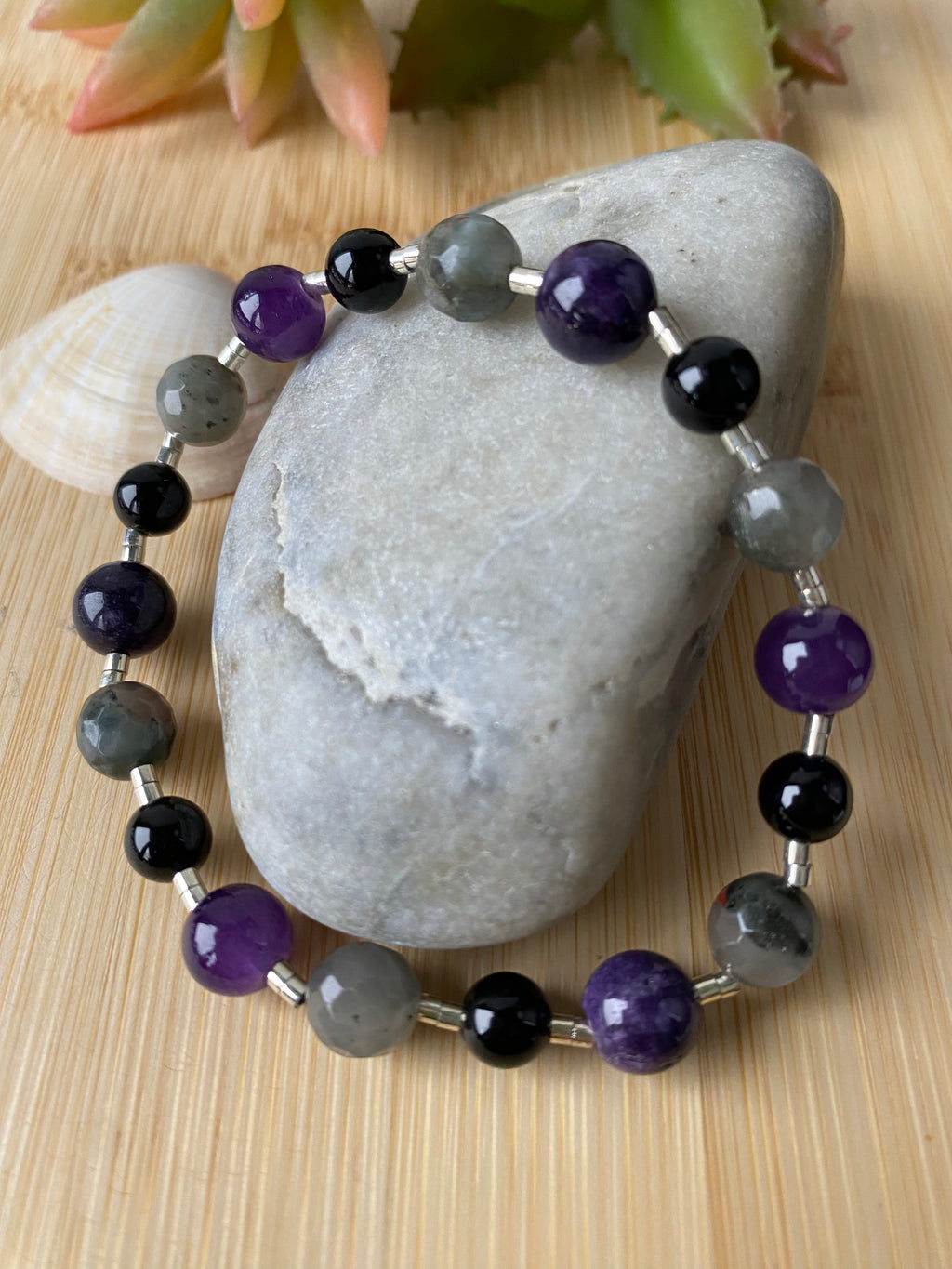 Bransoletka ametyst z jaspisem