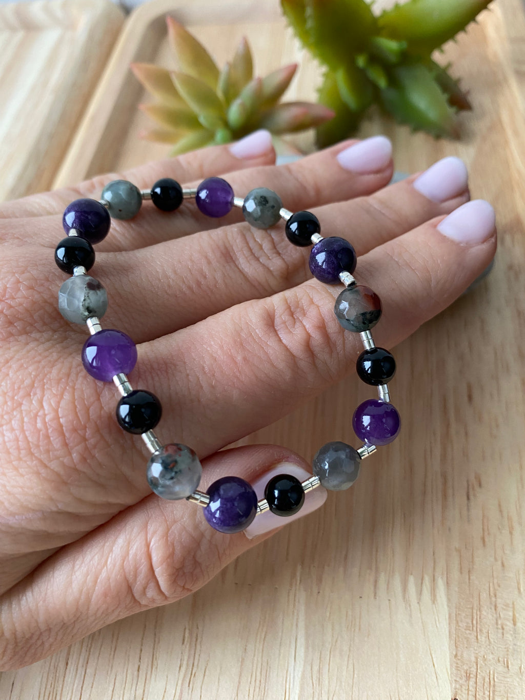 Bransoletka ametyst z jaspisem