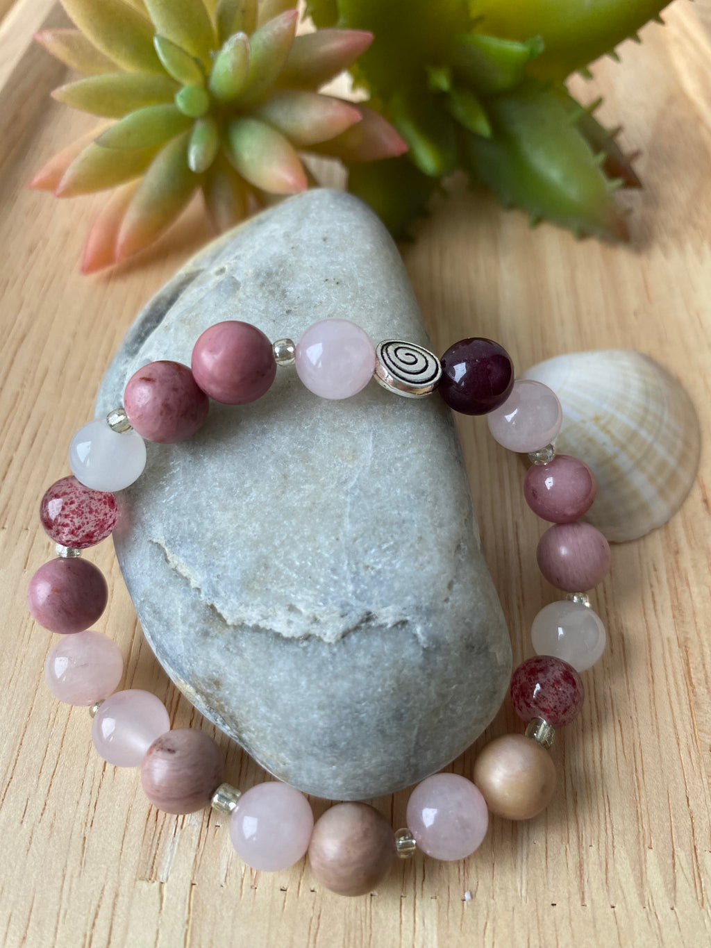 Bransoletka kwarc i rodonit