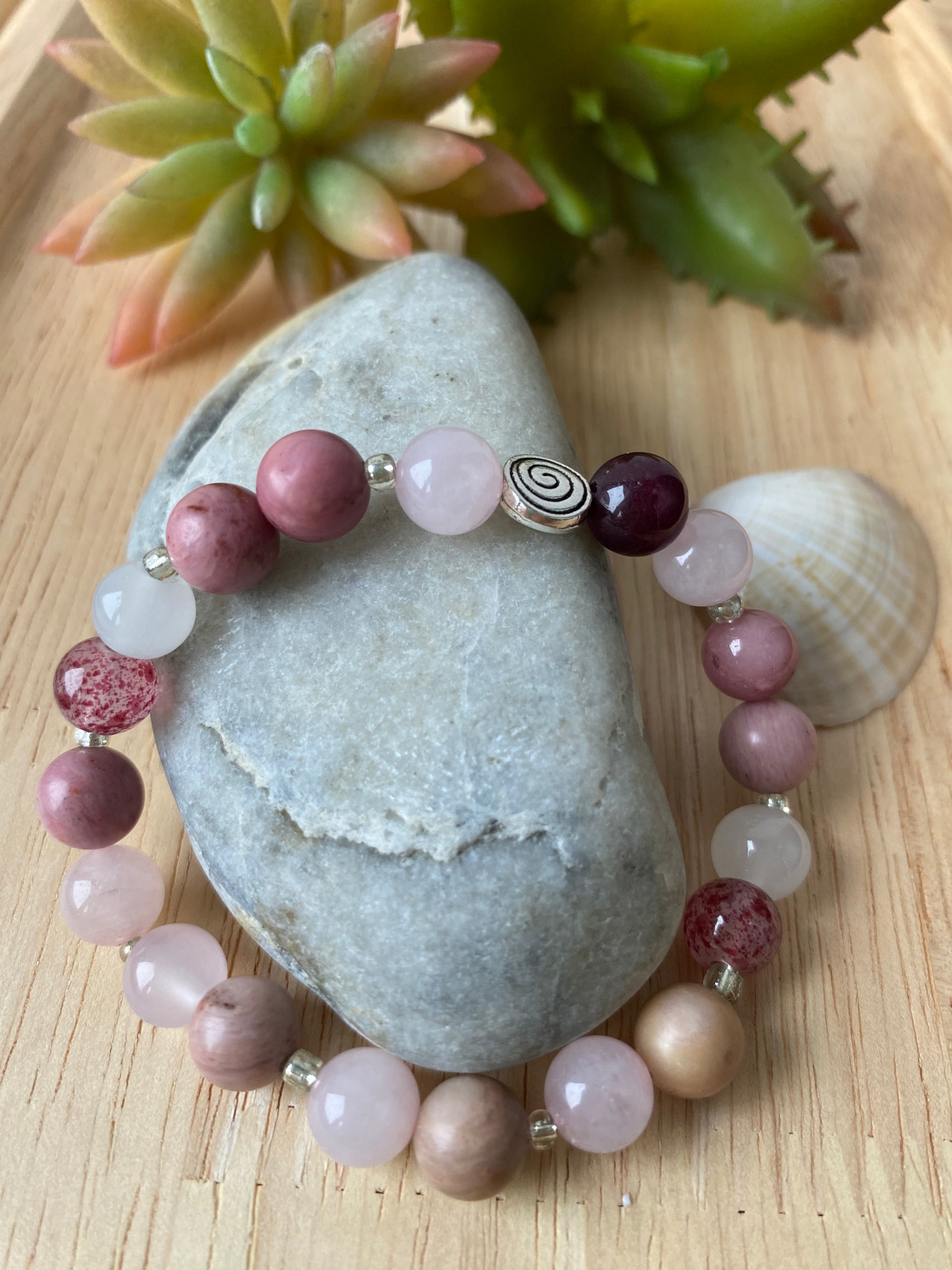 Bransoletka kwarc i rodonit