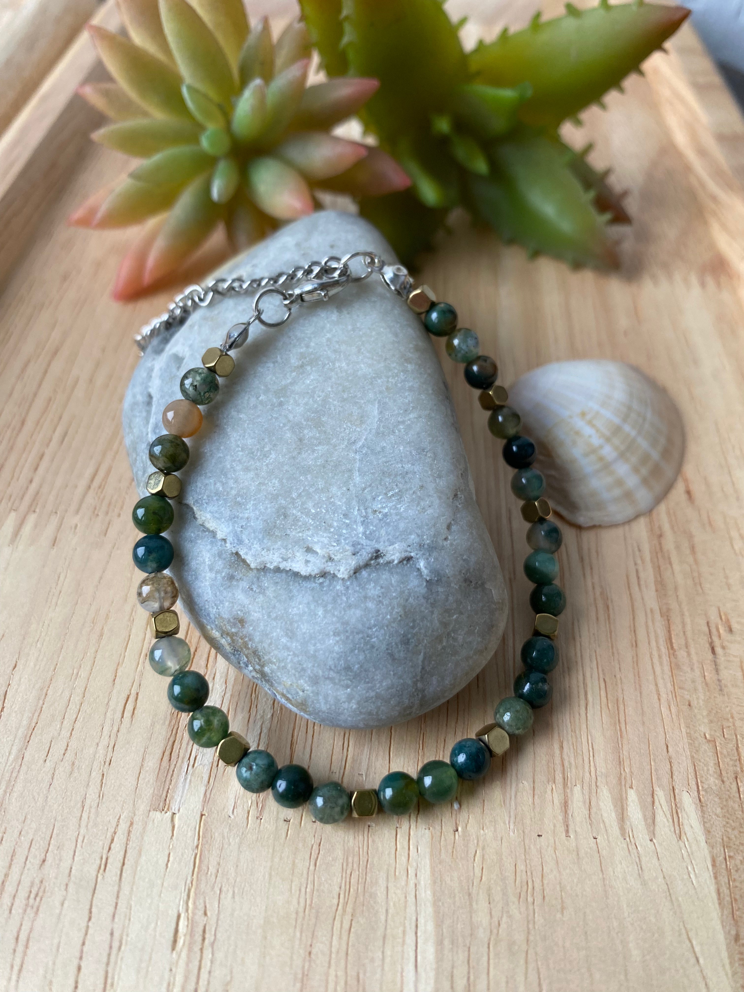 Bransoletka z zielonego agatu