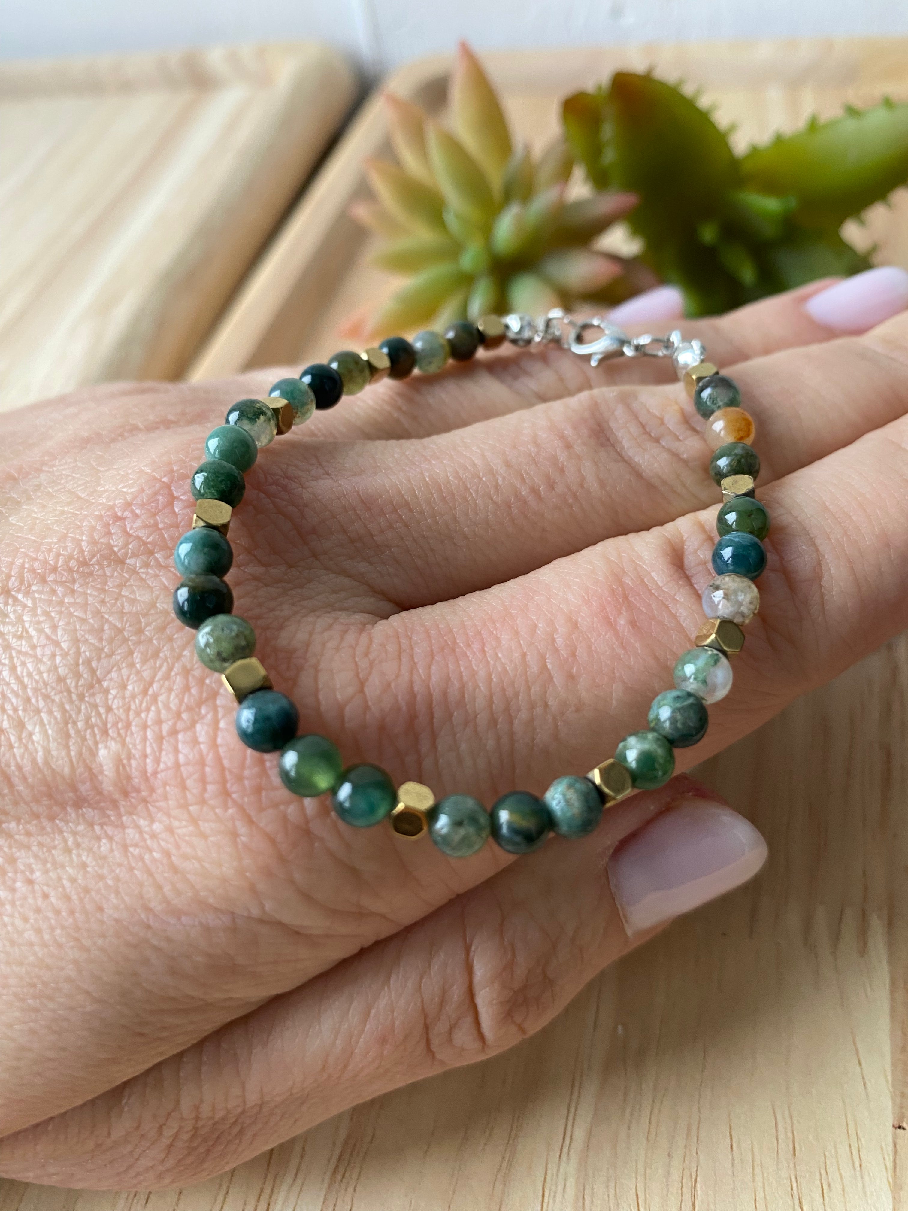 Bransoletka z zielonego agatu