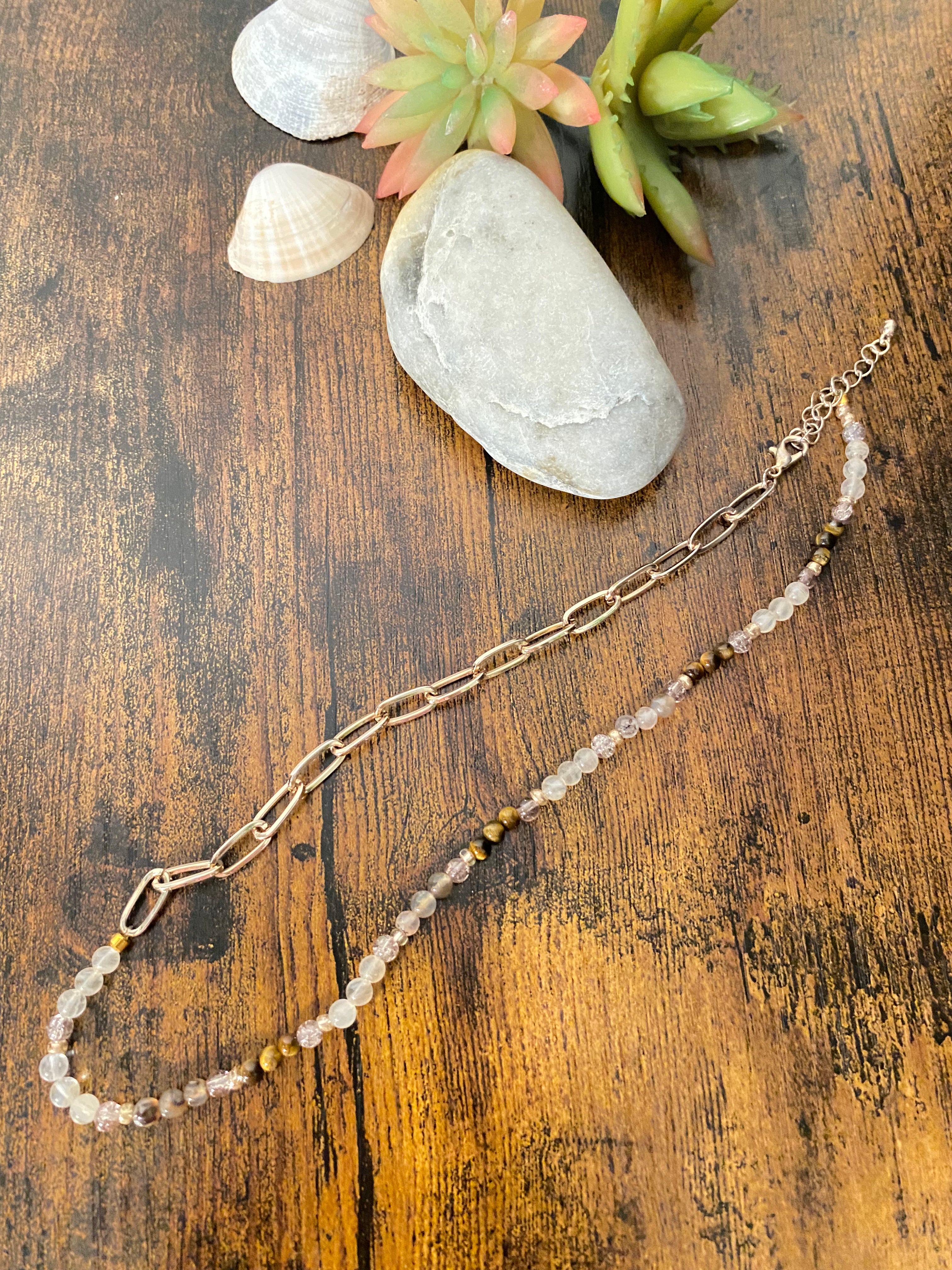 Naszyjnik z agatów i tygrysiego oka