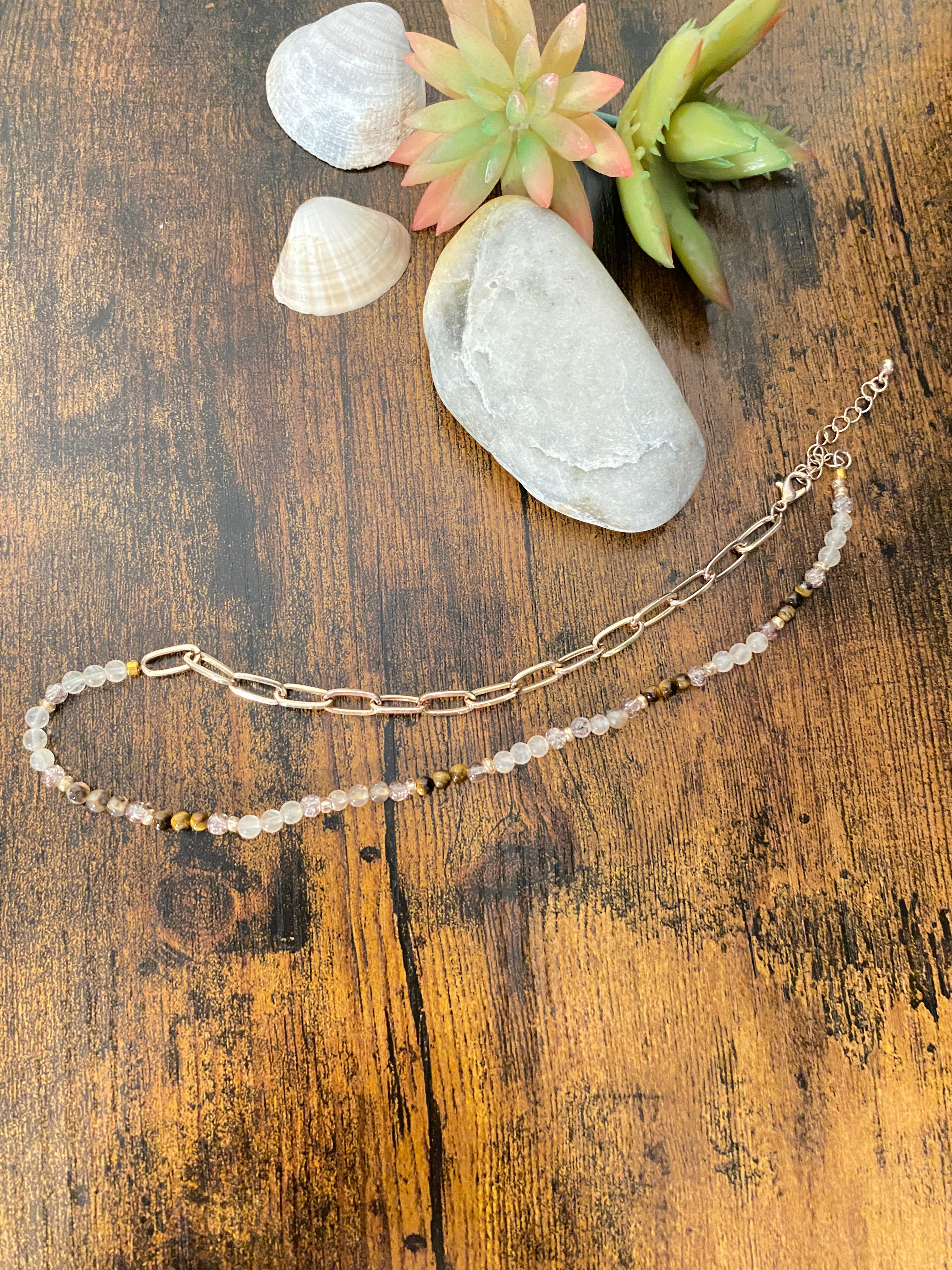 Naszyjnik z agatów i tygrysiego oka