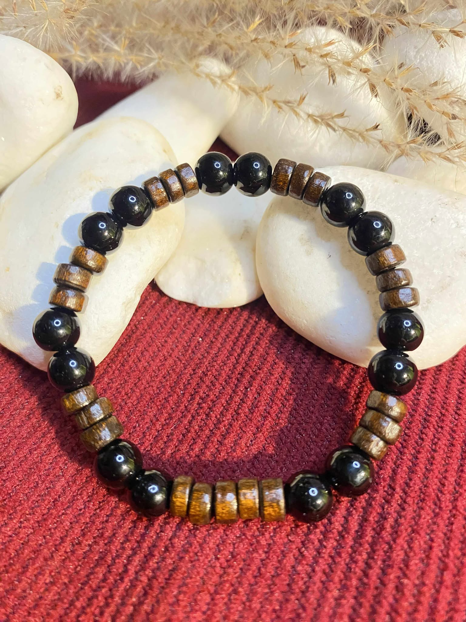 Bransoletka męska-drewno i onyks