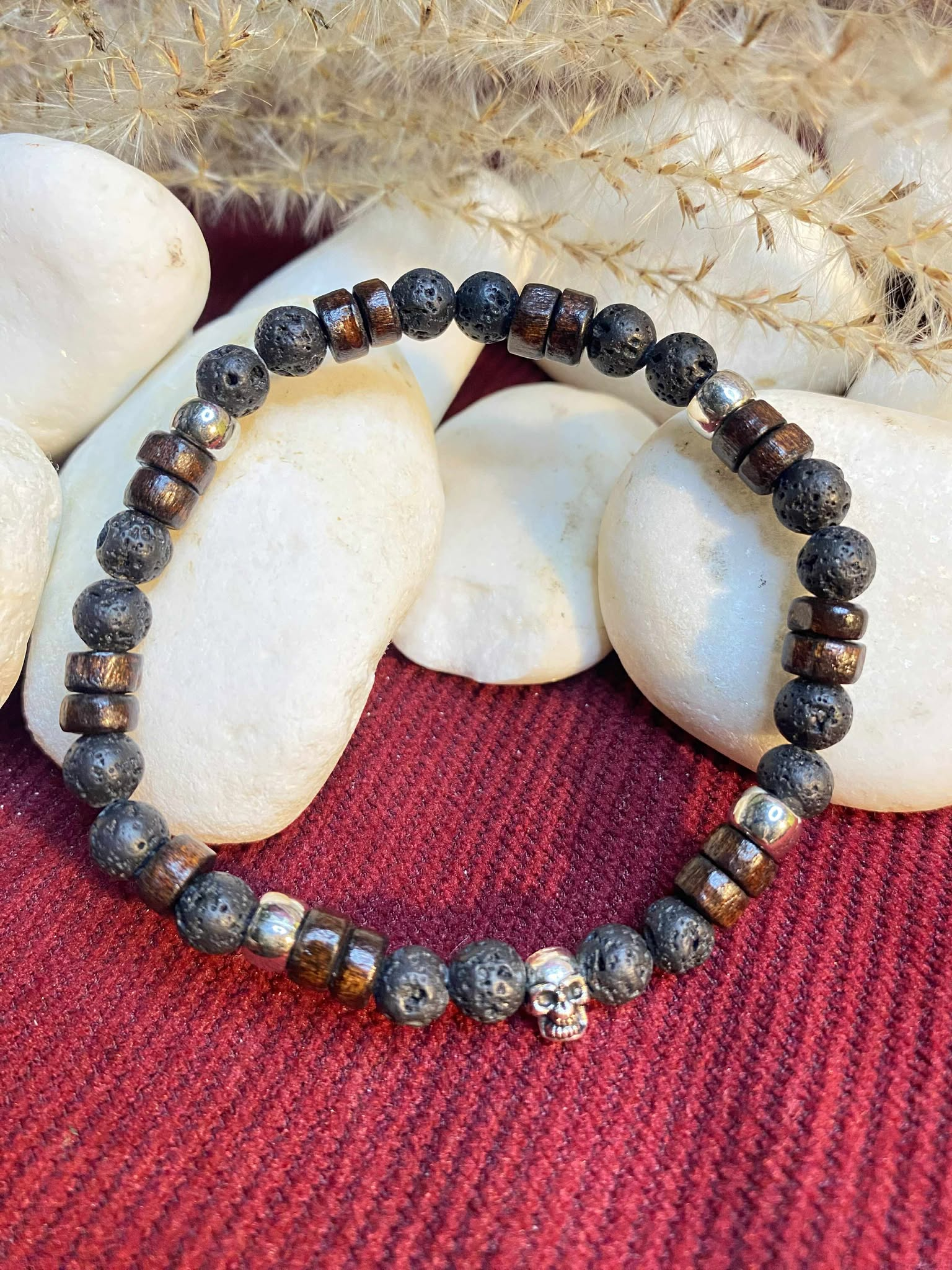 Bransoletka męska - lawa i drewno